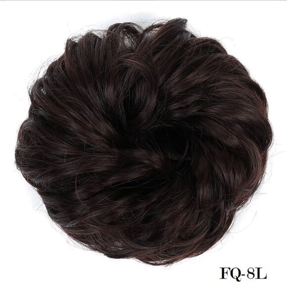 Messy Bun Hair Piece Updo Scrunchies Synthetic Hair Extensions Dark Brown - Picture 2 of 4